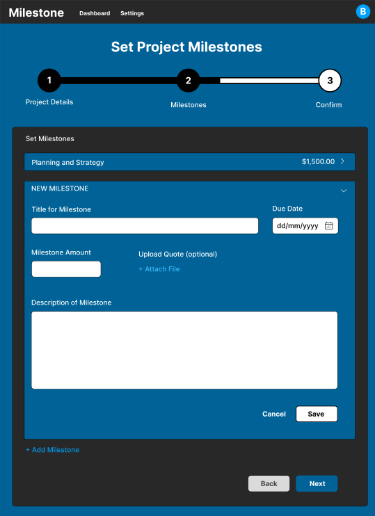 Milestone WebApp - In Development